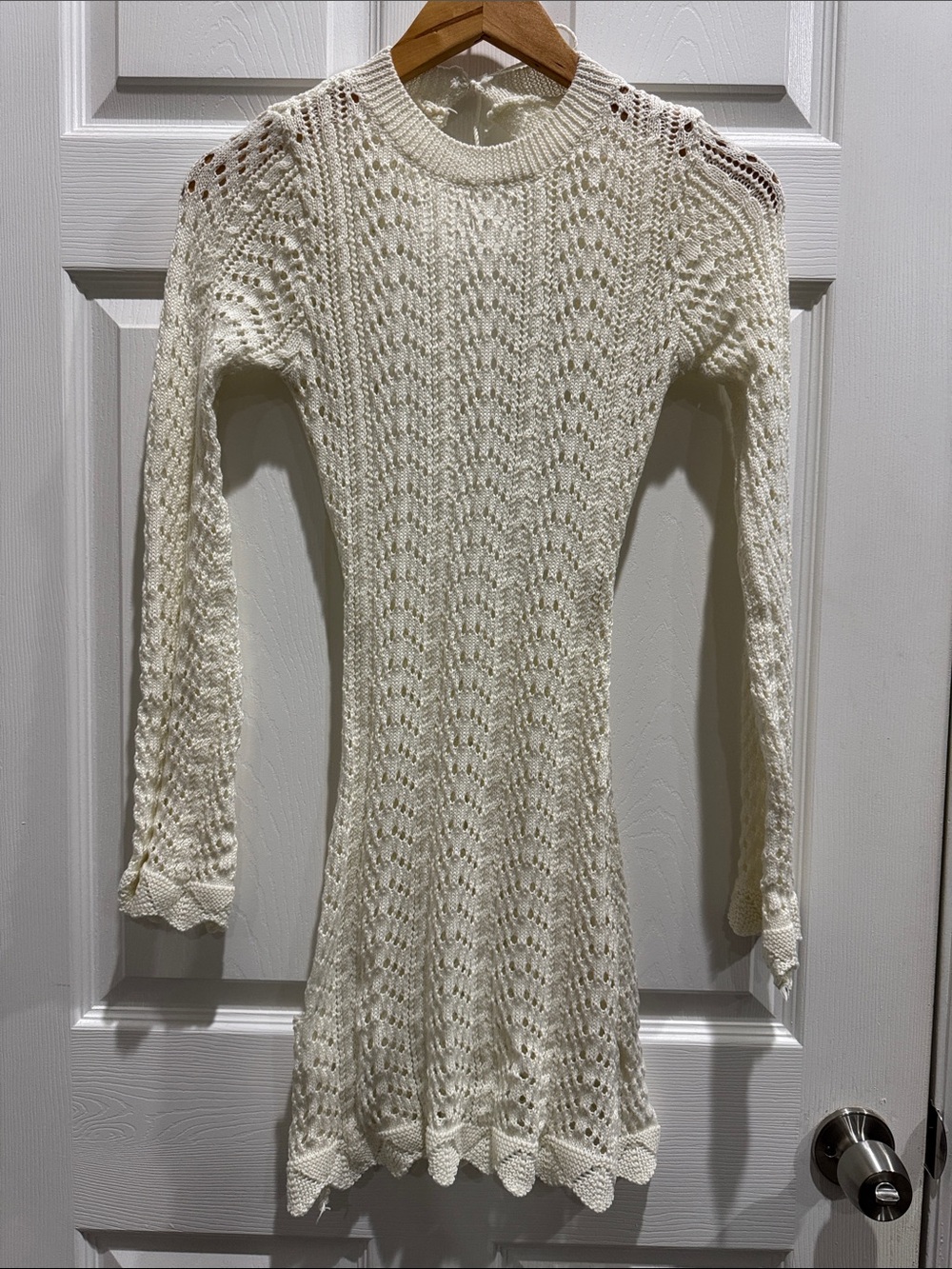 Cream Knit Long-Sleeve Dress - Classic Feminine Knitwear